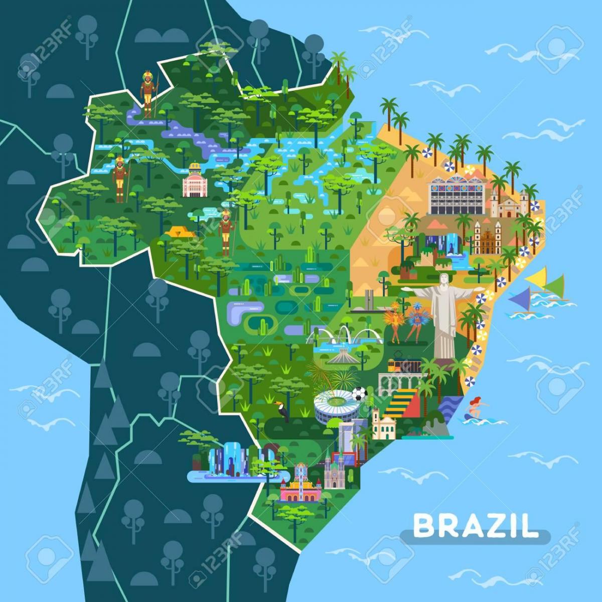 карта туристических достопримечательностей Бразилии