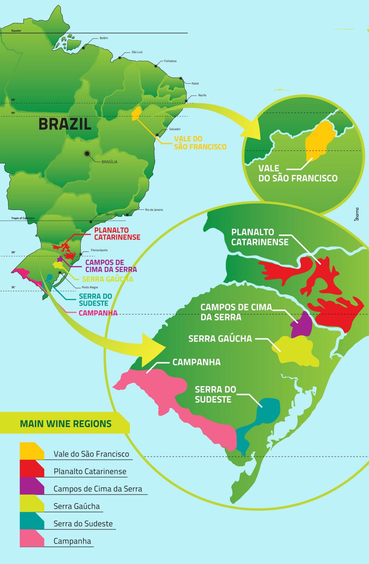 карта виноградников Бразилии