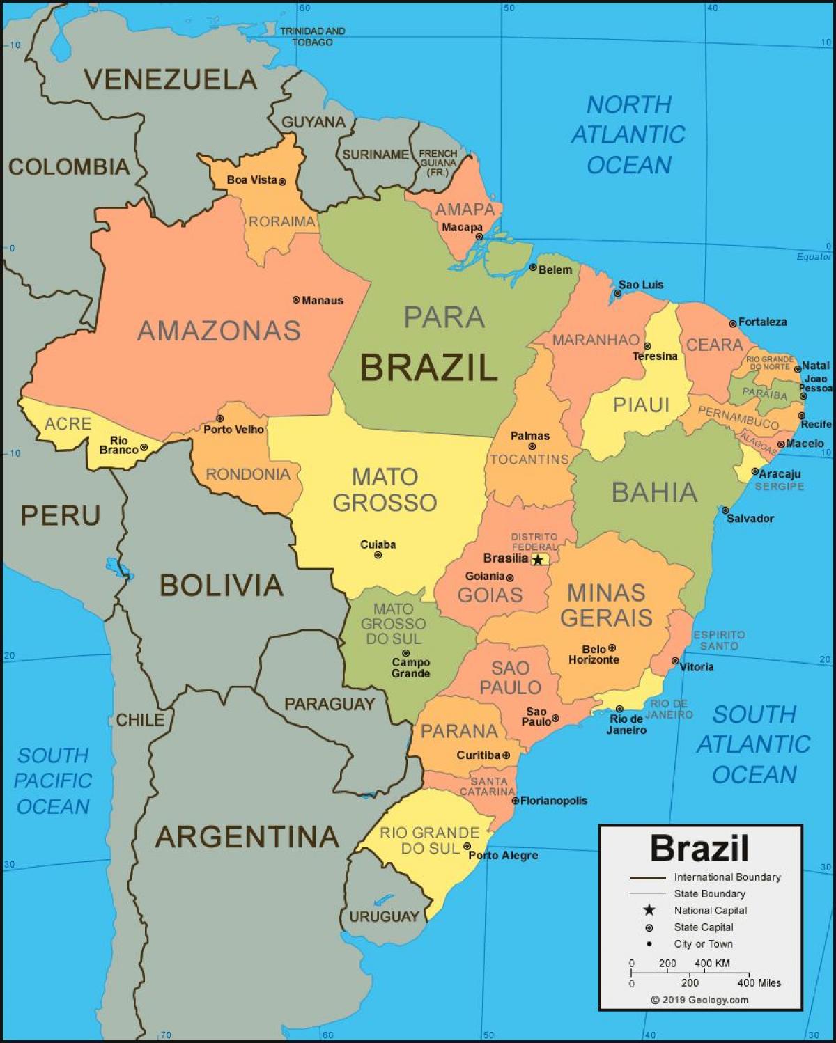 карта железнодорожных линий Бразилии